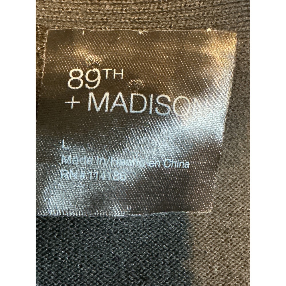 89th + Madison Womens Black Open Front Cardigan Sweater Ribbed Knit Large - Picture 5 of 10
